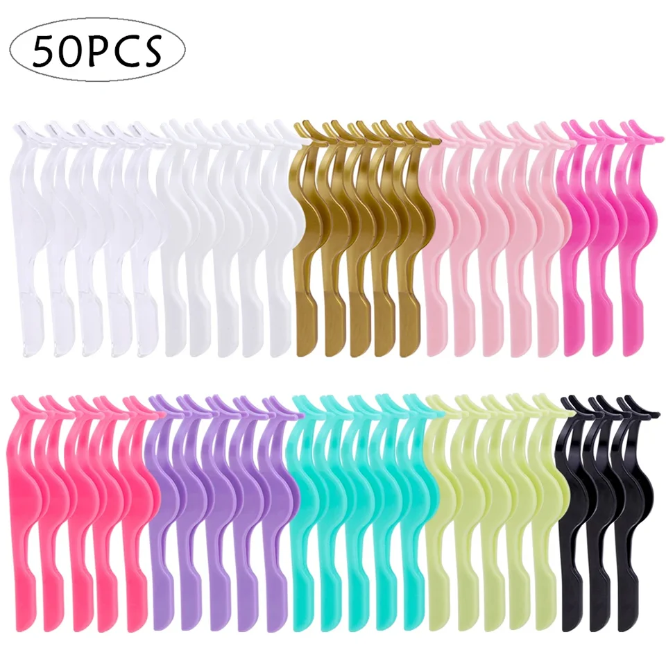 

50Pcs False Eyelash Tweezers Stainless Steel Lashes Forceps Eyelash Extension Curler Nipper Lash Applicator Makeup Remover Clip