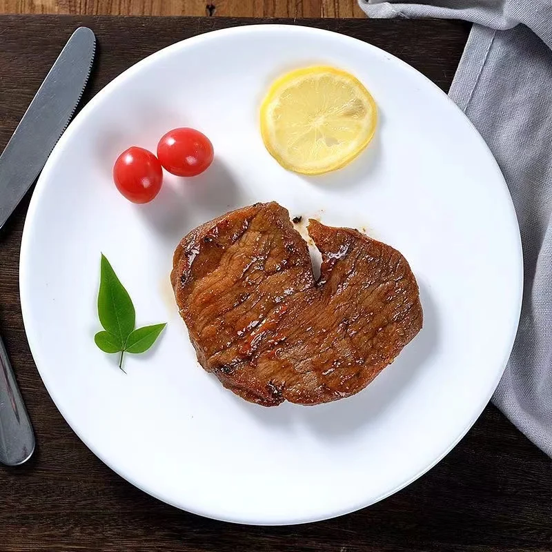 북유럽 미니멀리스트 스타일 화이트 세라믹 디너 플레이트, 스테이크 플레이트, 디저트 서양 플레이트, 얕은 세라믹 접시