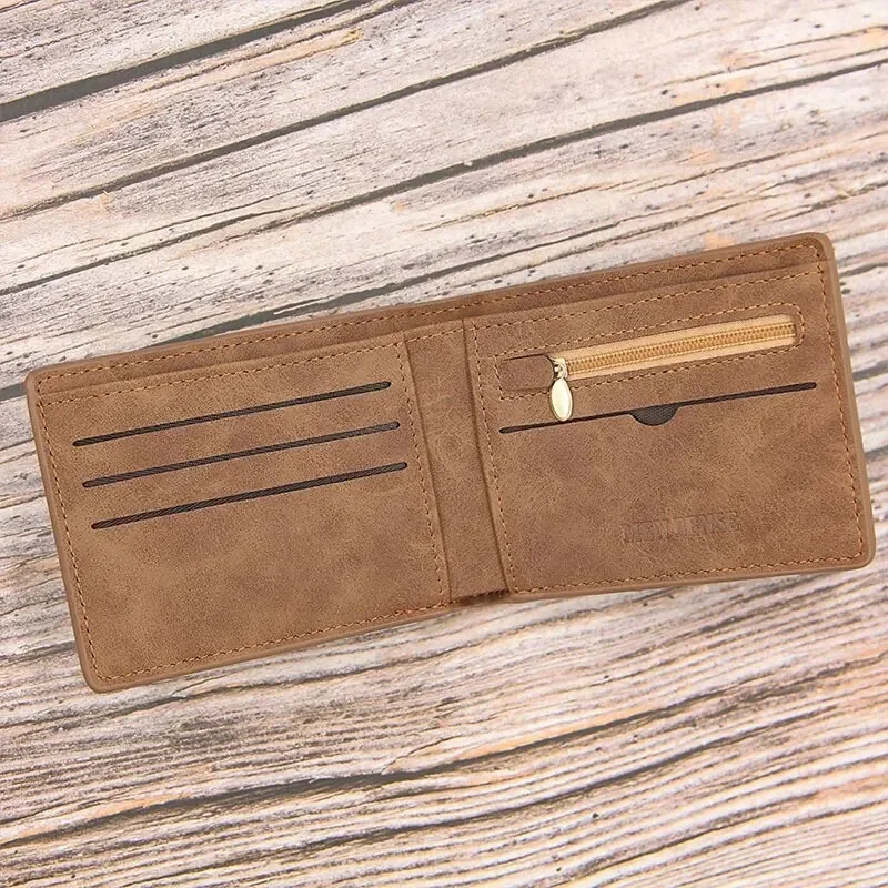 Men Leather Wallet with Zipper Coin Pocket Slim