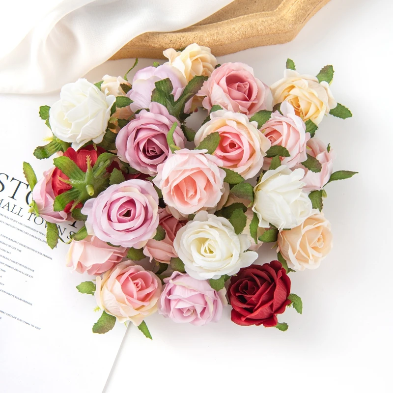 10PCS Künstliche Blumen Diy Candy Box Home Decor Valentinstag Dekorative Kränze Hochzeit Party Garten Rosen Bogen Seide Braut Handgelenk – Detail 6