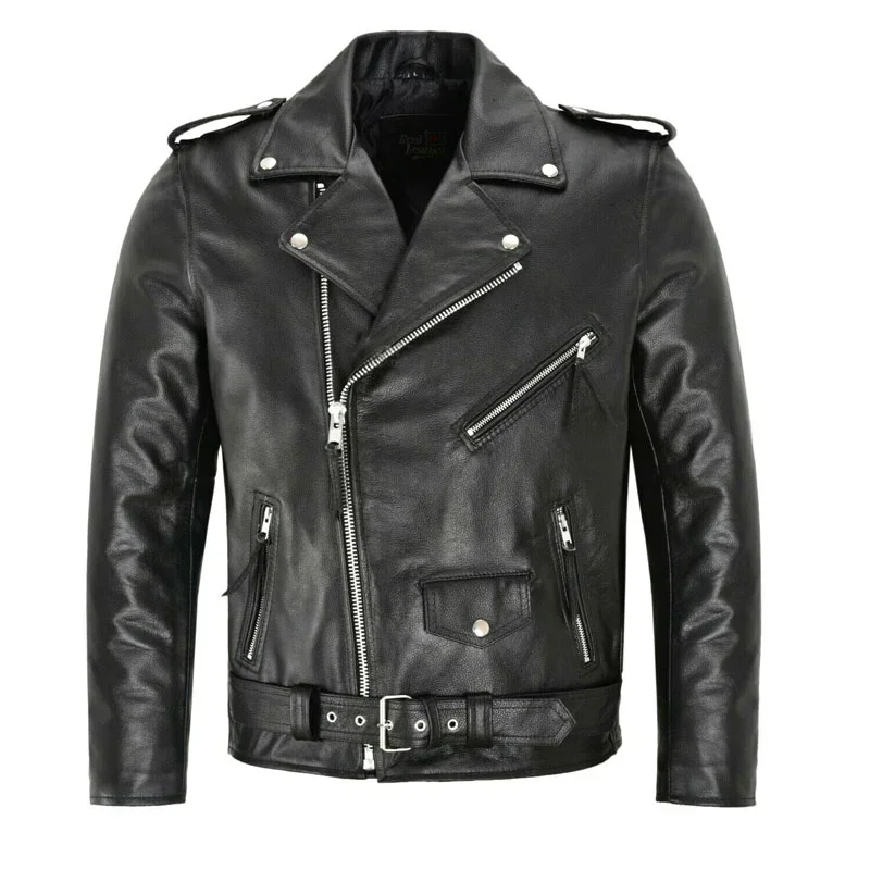 Men Leather Jacket Motorcycle Slim Fit
