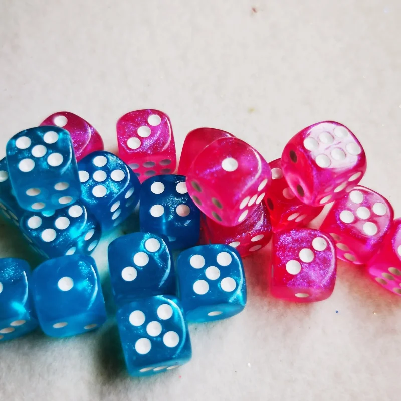 Game Dice D6 6 Faces Dice Dices for Casino Table Game 1.2cm Round Dice Dazzling Colours Transparent For Beer Game