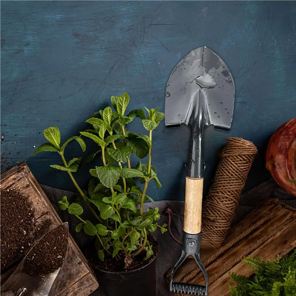 Digging Shovel D Wood Handle Anti-skidding Shovels Trowel Rustproof Garden Scoop Coated Surface Camping Outdoor Small 2