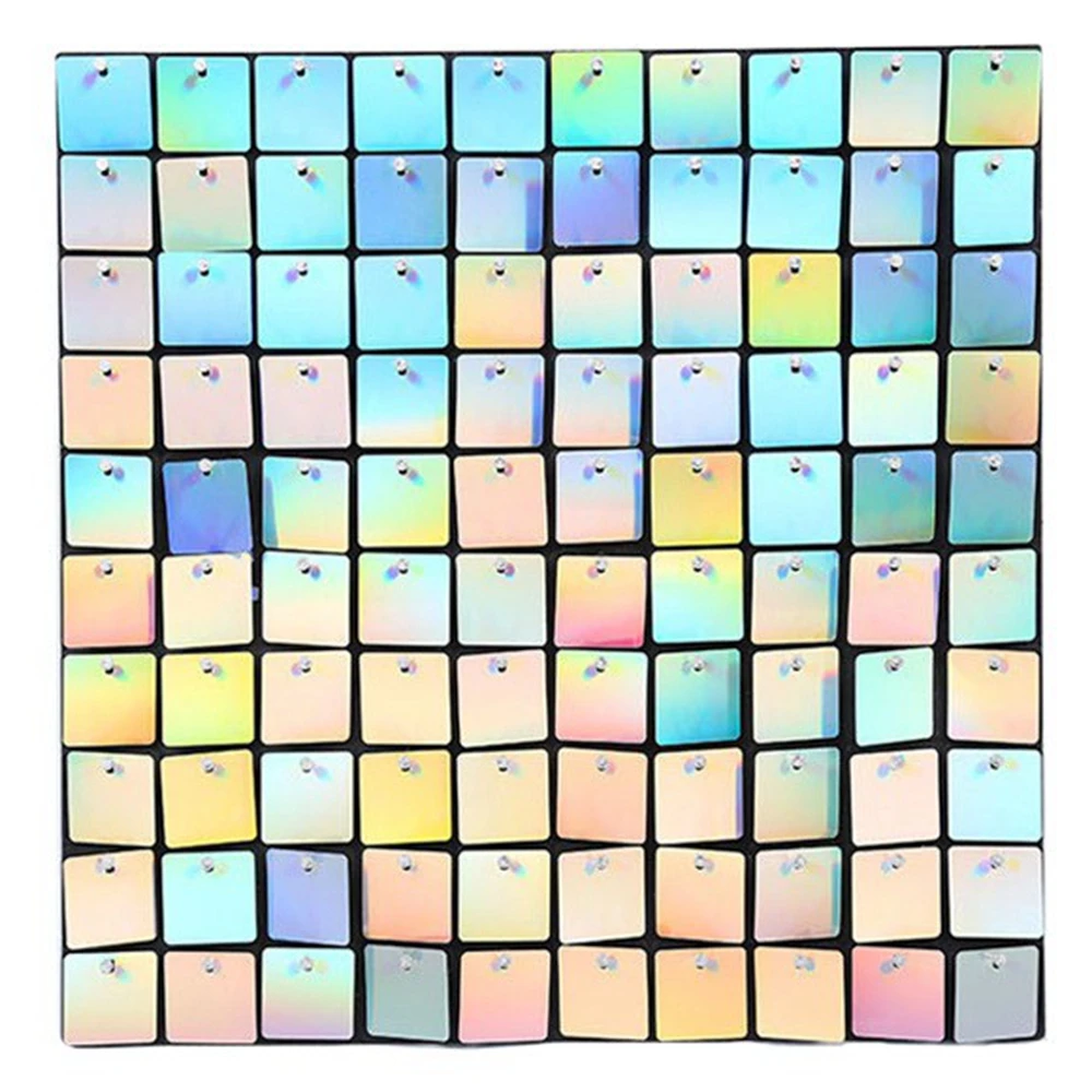 Shimmer Wall Backdrop 90x180cm 18Pcs Iridescent Silver Sequin Shimer Wall Panels for Birthday Party Wedding Marriage Decorations birthday background supplies sequin wall panels birthday backdrop decoration birthday party supplies photography backdrops