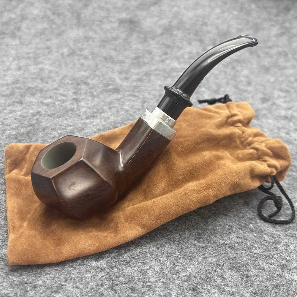 1pcs Natural Ebony Wood Wooden Tobacco Pipe Sandalwood Smoking Pipe Filter Smoke