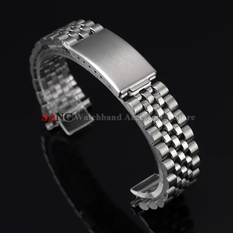 Silver Stainless Steel Folding Clasp Watch Band Strap - Fashionable Business Bracelet