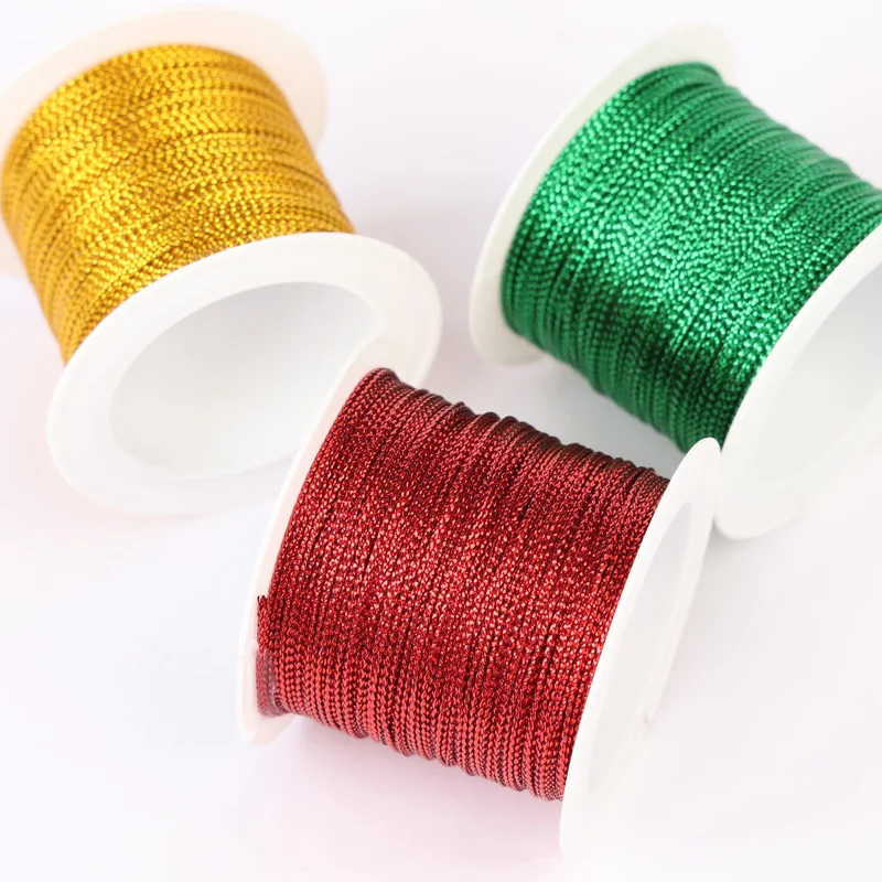 Golden Wire Rope 1mmx20m Hanging Tag Rope Golden Scallion Thread Colorful Round Core Rope Eight Strand Gift Decoration DIY Handm
