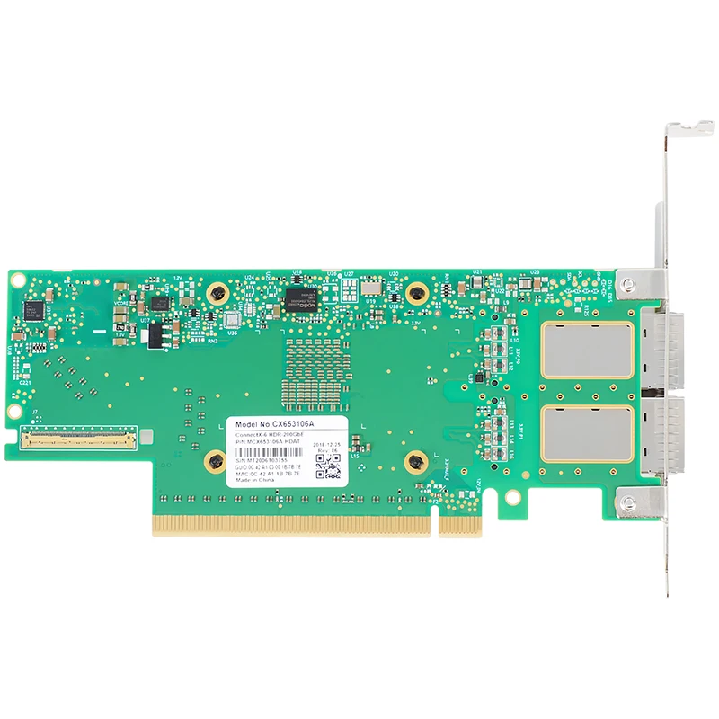 새로운 200GbE Mellanox ConnectX-6 MCX 653106 A-HDAT InfiniBand/이더넷 어댑터 HDR IB 네트워크 카드 2*QSFP56 포트, PCIe 4.0*16