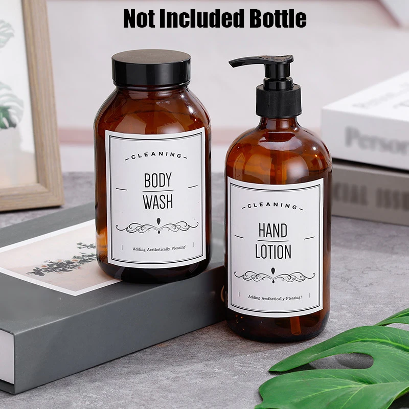 12PCS Bathroom Labels Sticker Set Shampoo Conditioner Body Wash Bottle Label Waterproof Dish Soap Dispenser Container Sticker