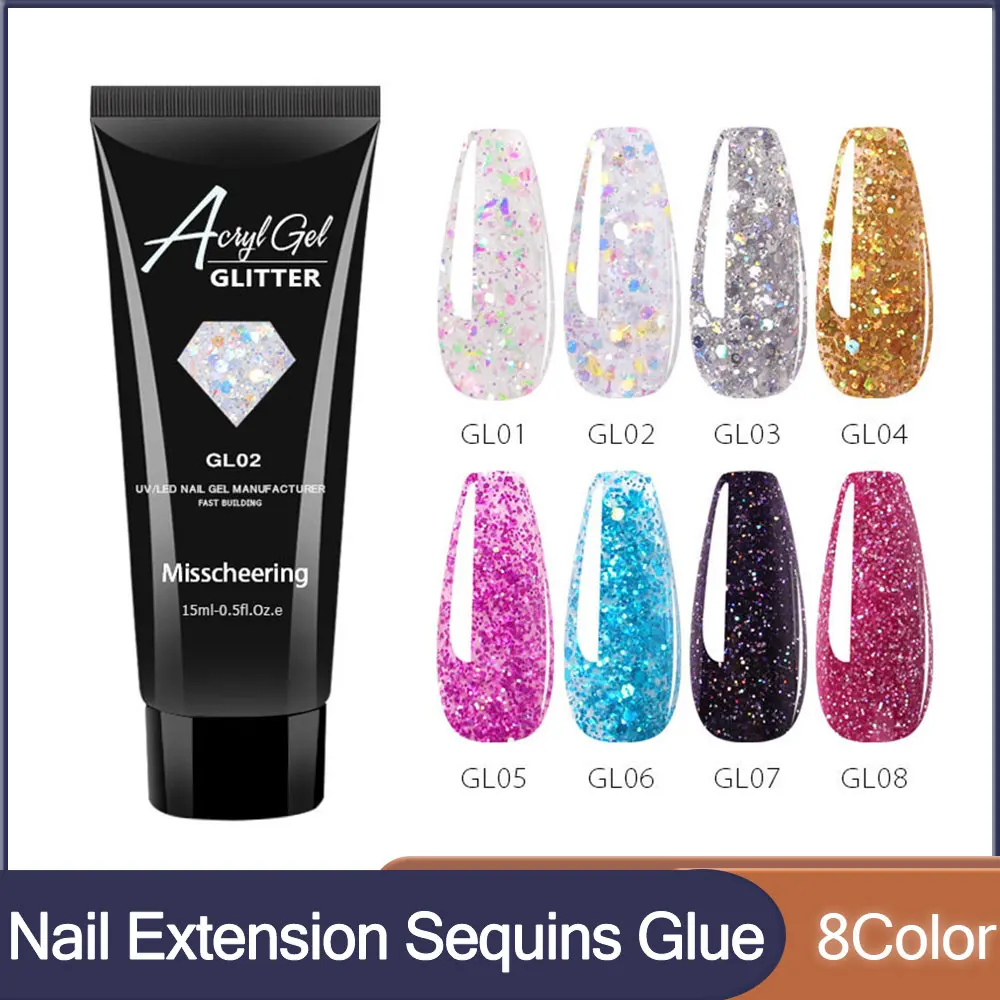 

15ML Nail Extension Glue Acryl Building Sequins Gel Nails Painless And Fast Lengthening Vegetable Nail Polish Extension Glue