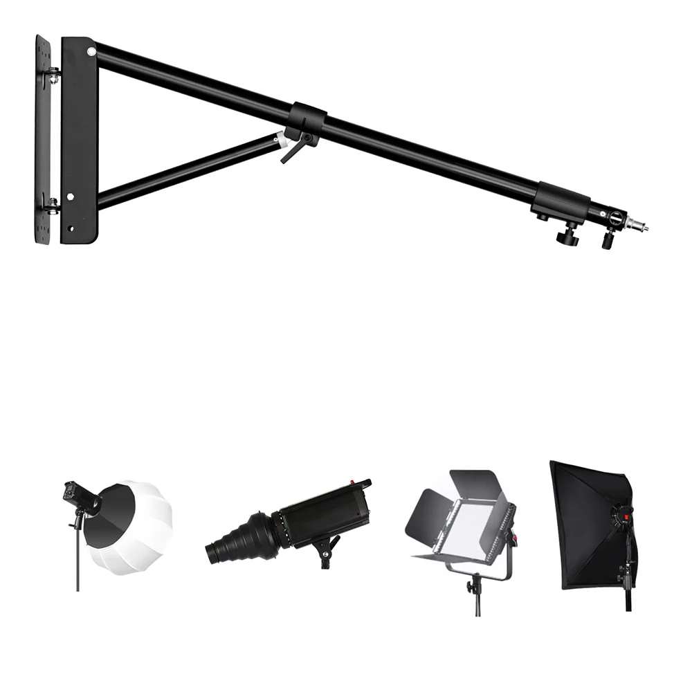 Wall Mount Boom Arm for Photography Studio Video Strobe Lights Max Length 53.9 inches /137 cm  Horizontal and Vertical Rotatable