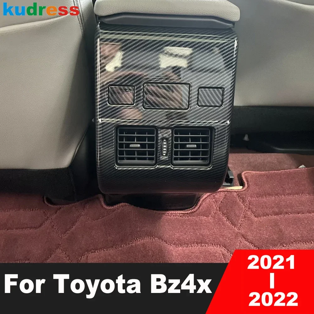 

For Toyota Bz4x 2021 2022 Carbon Fiber Car Armrest Box Rear Air Condition Vent Outlet Cover Trim Interior Mouldings Accessories