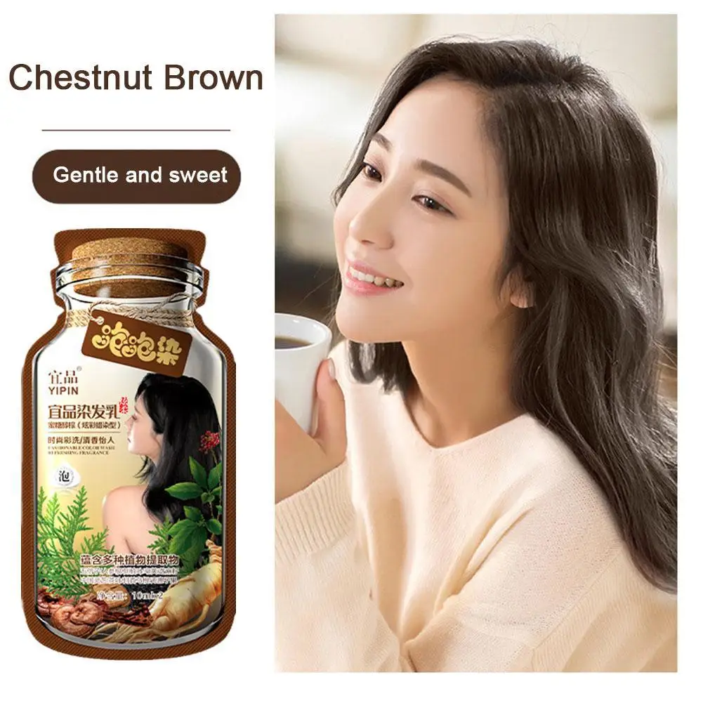 Hair Dye Shampoo Natural Herbal Bubble Hair Dye Long-lasting Hair Color Convenient Effective Hair Coloring Shampoo