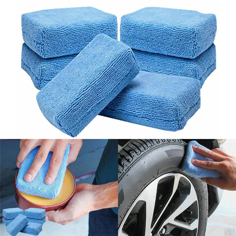 

5pcs Car Microfiber Applicators Sponges Cloths Microfibre Hand Wax Polishing Pad 12cmx8cm