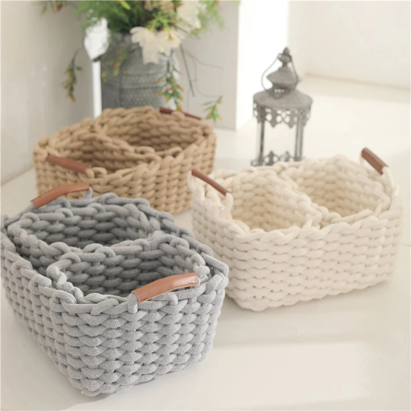 Storage Baskets - Woven Paper Rope Material - Set of 4 - Braided Organizer  for Bathroom, Vanity, Closet, & Open Shelves - AliExpress