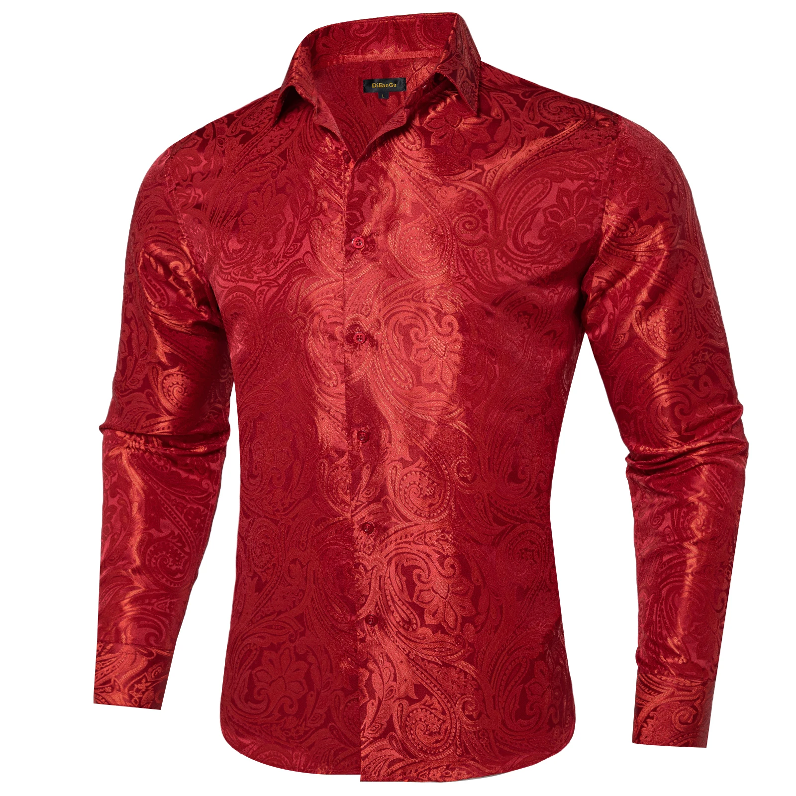 Mens Dress Shirt Men Long Sleeve Silk Polyester Wedding Prom Party Button Down Social Dress Shirt