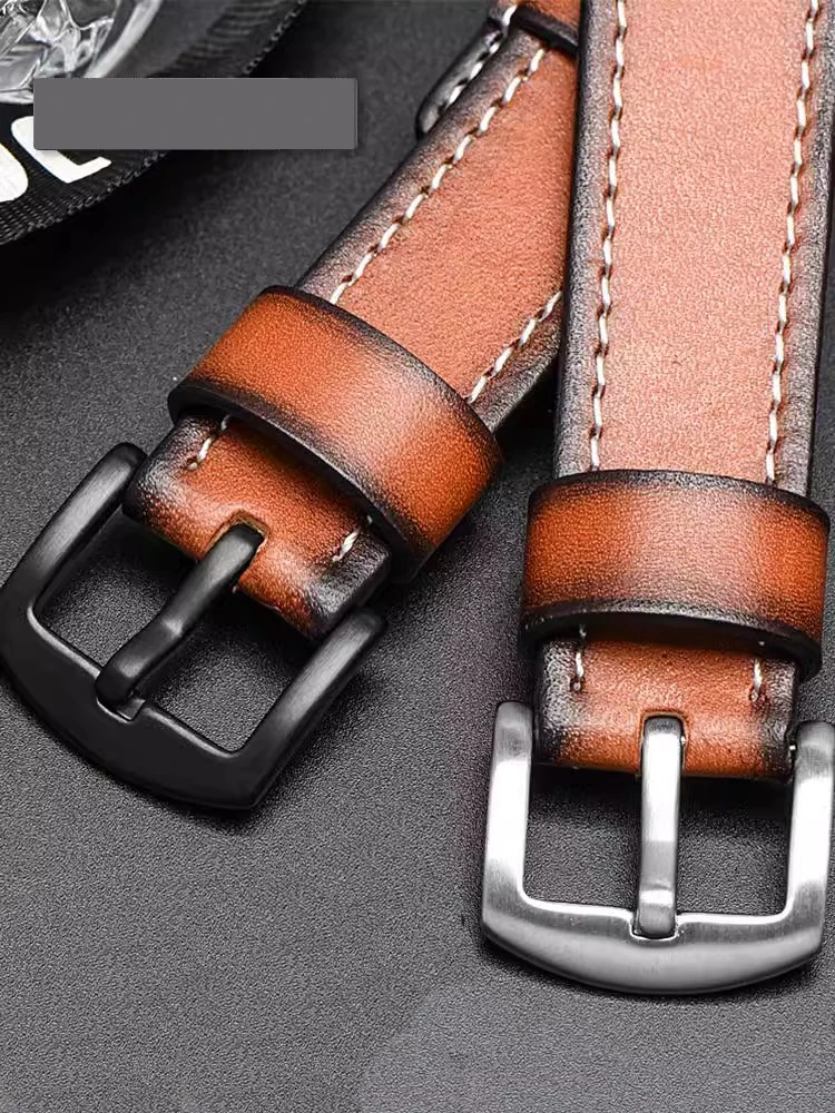 Vintage Leather Hand-Brushed Watch Strap - Waterproof Accessory