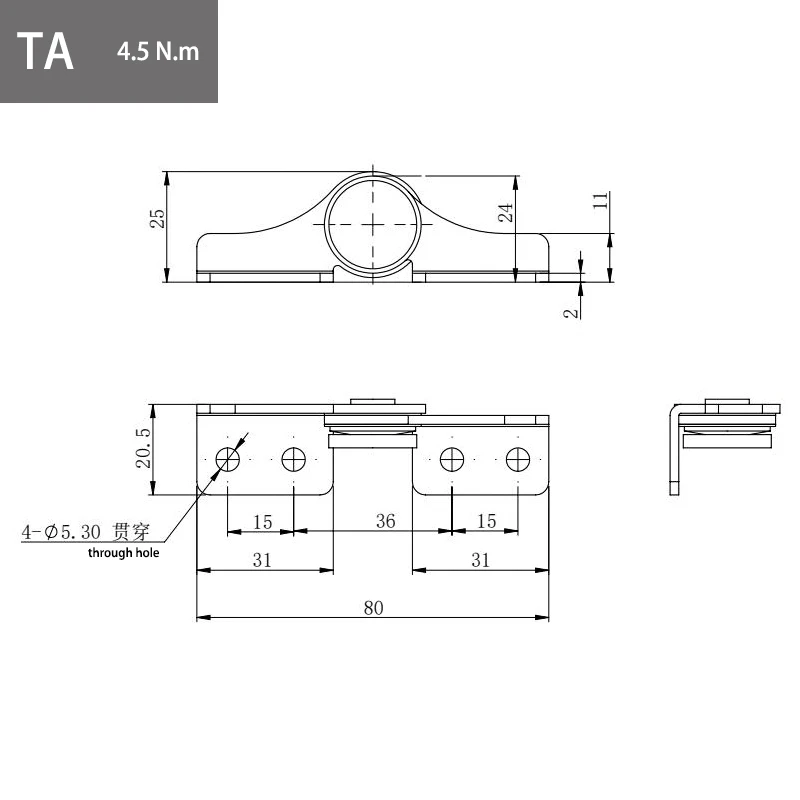 Stainless Steel Hinges 304 Stainless Steel Damping Hinge with Non Adjustable Torque Stop Mechanism Positioning Support for Medical Equipment