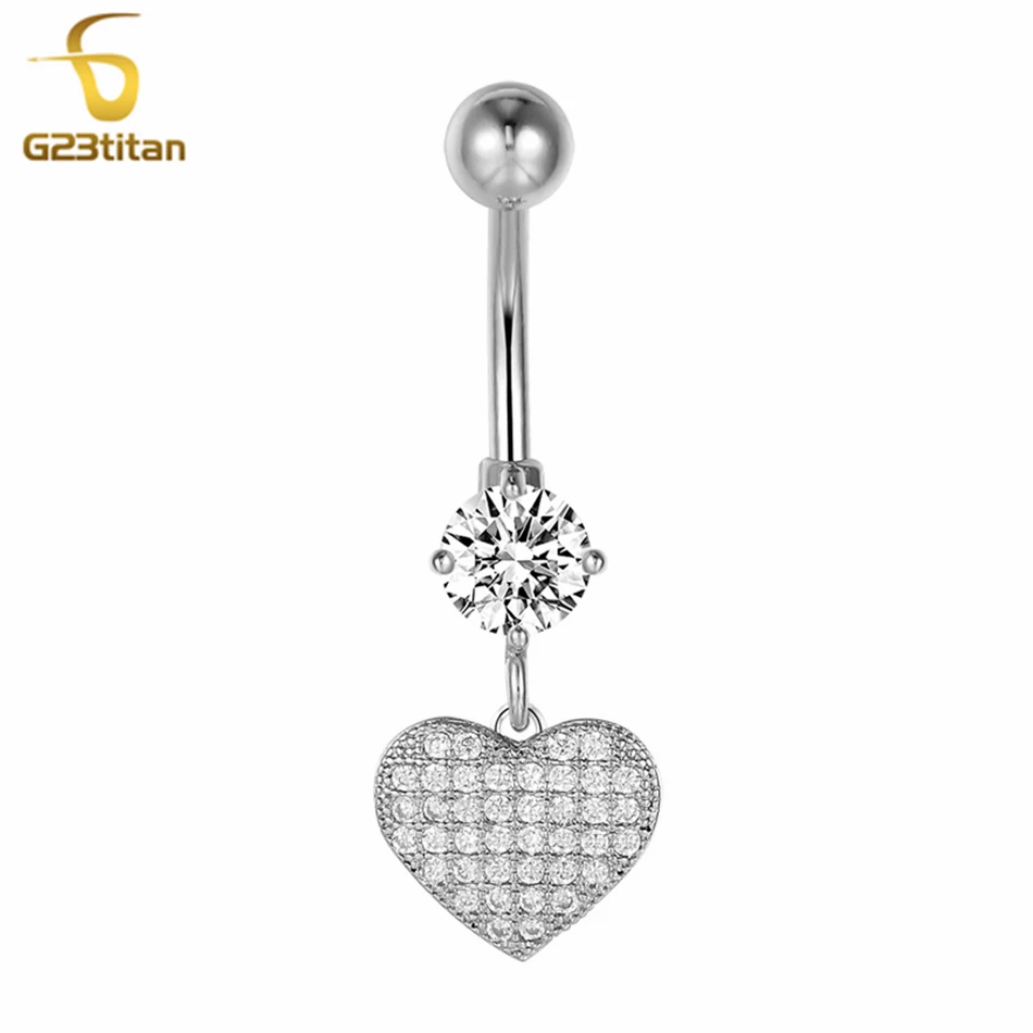 14g Hypoallergenic Titanium Belly Button Piercing Rings Clear Zircon