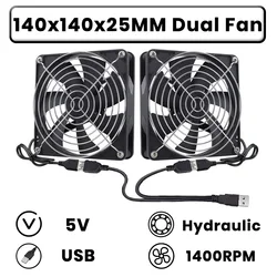 USB-Powered Dual Cooling Fan System with Versatile Size Options for Efficient AV Receiver and DVR Cooling (Black)