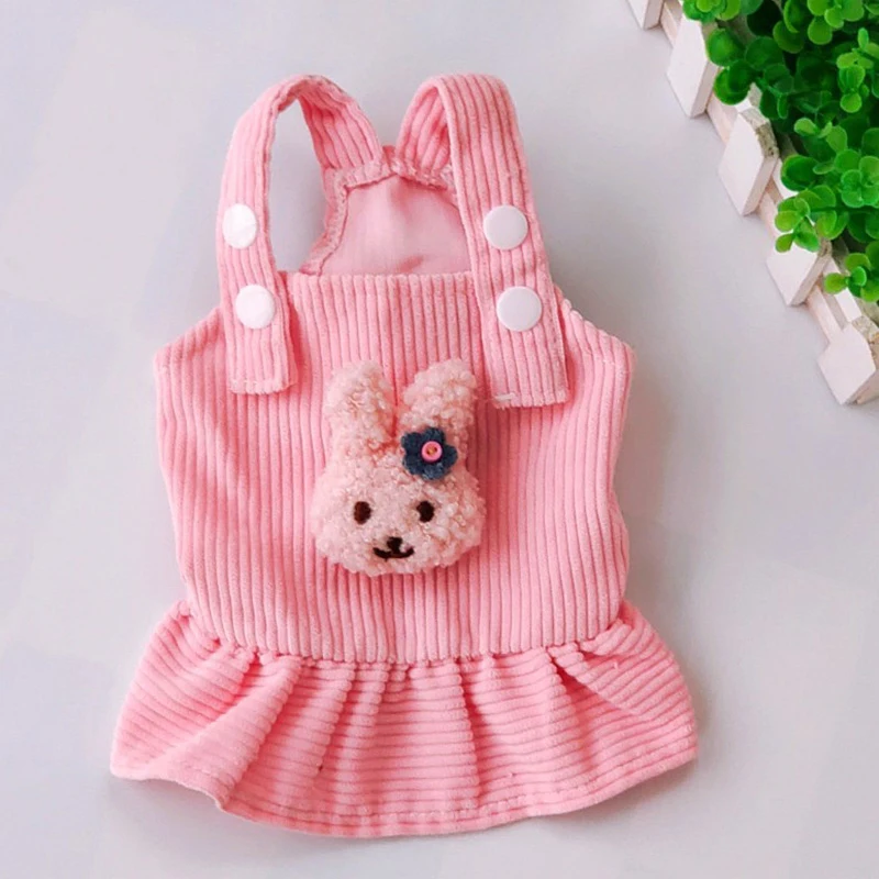 Dog Dress Corduroy Skirt Dogs Clothes Pets Clothes Strap Dress Princess Skirt Suspenders Corduroy Base Sleeveless