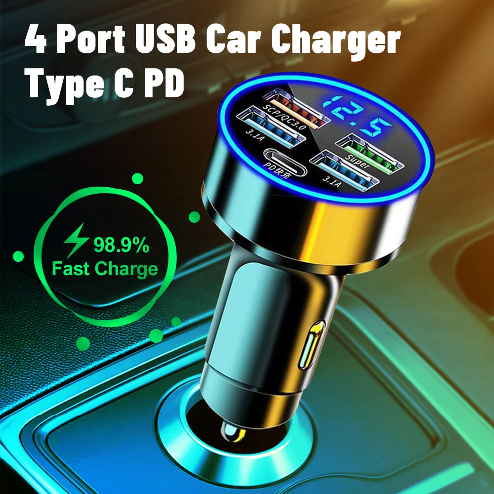 

Автомобильное зарядное устройство с 4 USB-портами, 150 Вт