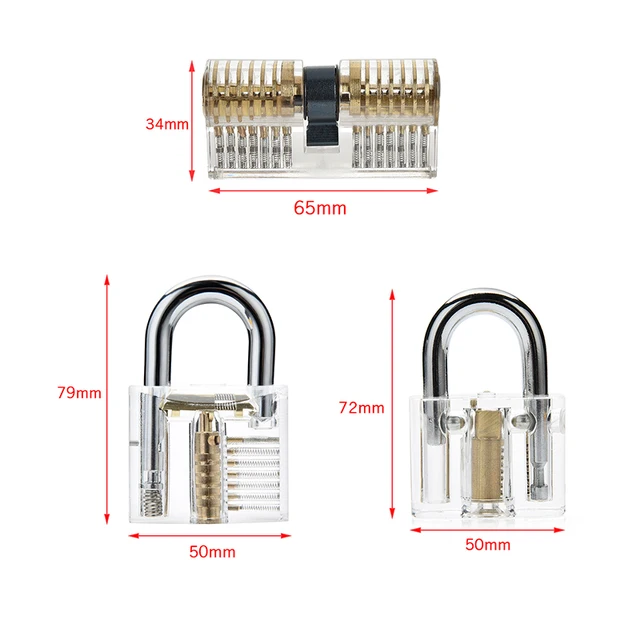 Broken Key Extractor Remove Tool Practice Locksmith Supplies Hand Tools Set for Beginner 24PCS Remove Pick Tool Transparent Lock 6