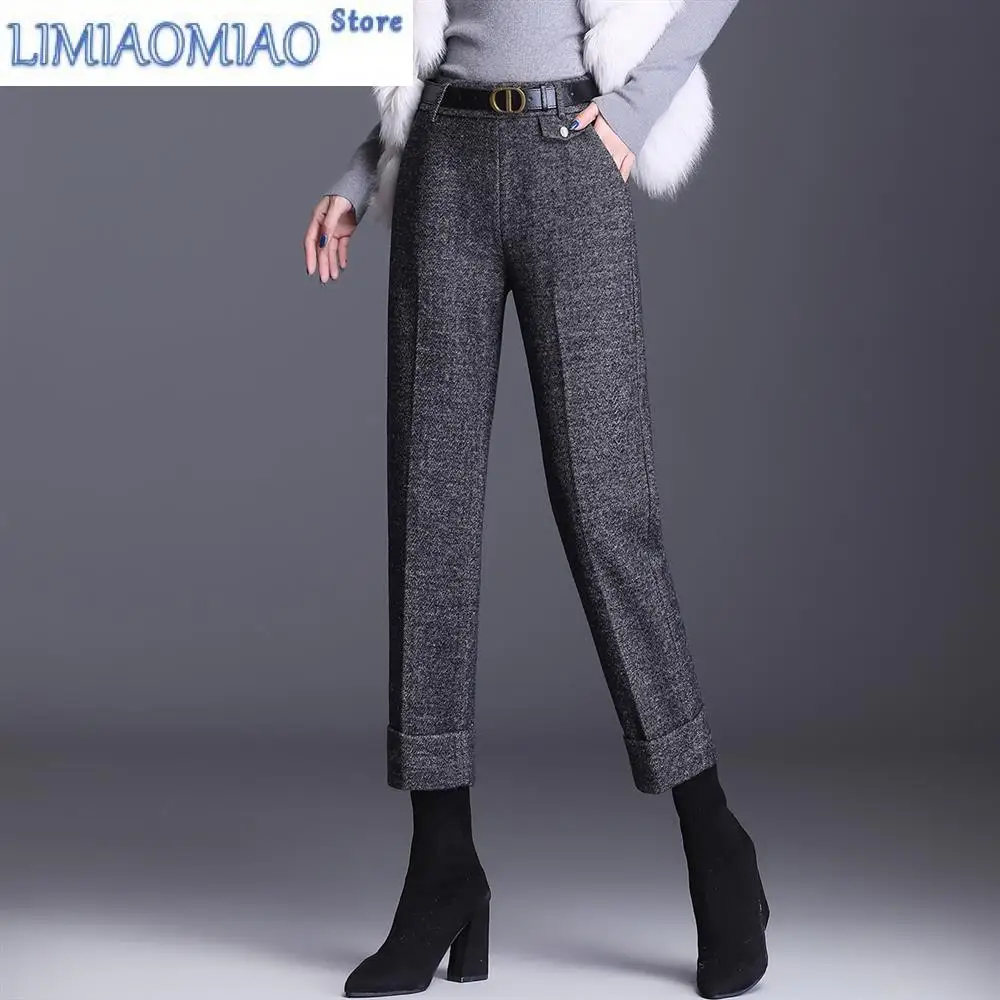 New Eight-cut Boot Pants Women's Woolen Straight Leg Winter Short Pants with Thick Tweed Casual Cropped Pants Trend 2023 goldwing gl 1800 motocycles summer men printing popular new stly eight color short sleeved comfortable casual fashion suits