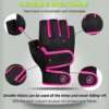 MOREOK Gym Fitness Gloves Half Finger 3MM Pads Weight Lifting Workout Exercise Power Training Spinning Bike Cycling Gloves Women 4