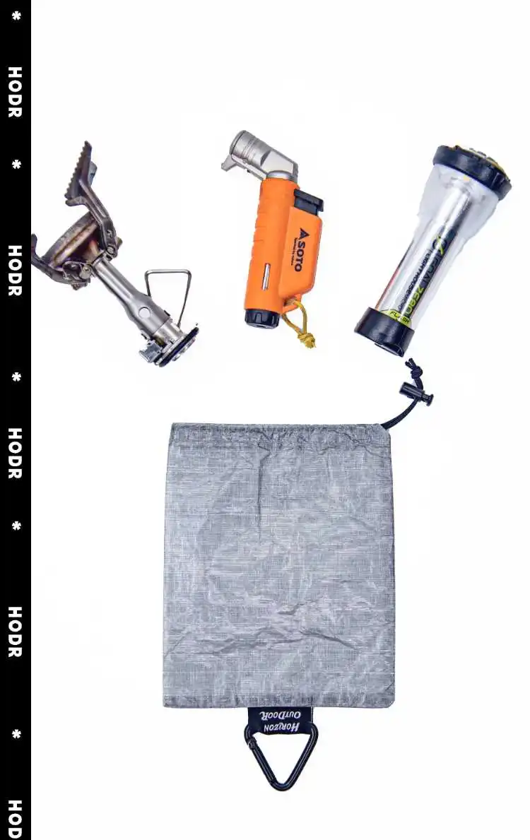 Dyneema stuff sack laid flat showing lightweight fabric