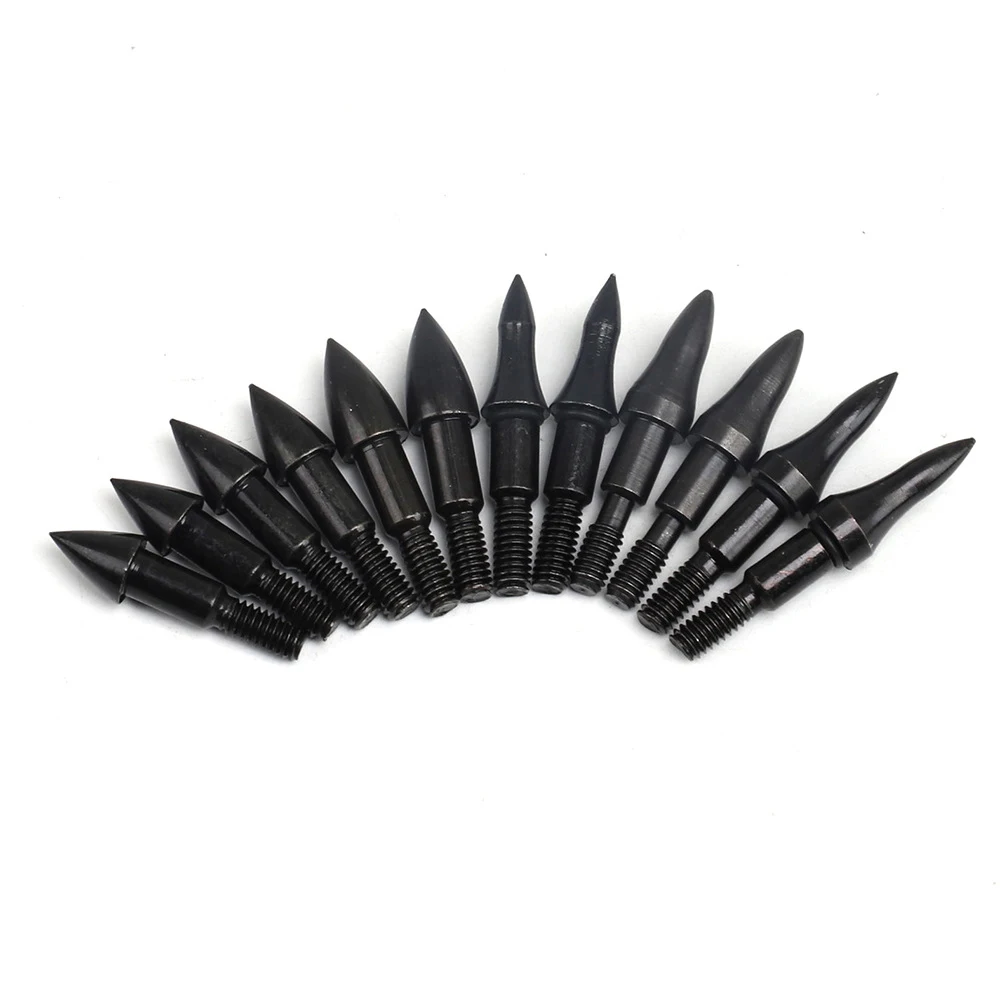 12pcs 50-300gn Arrow Heads Target Point Arrowhead for ID 6.2mm Arrows Compound Recurve Bow Archery Hunting Shooting Broadhead