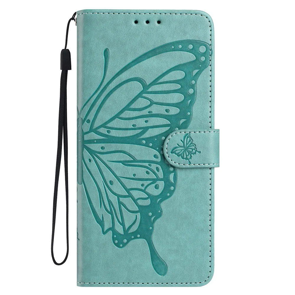 Butterfly Flower Leather Phone Wallet Case with Card Holder and Flip Cover