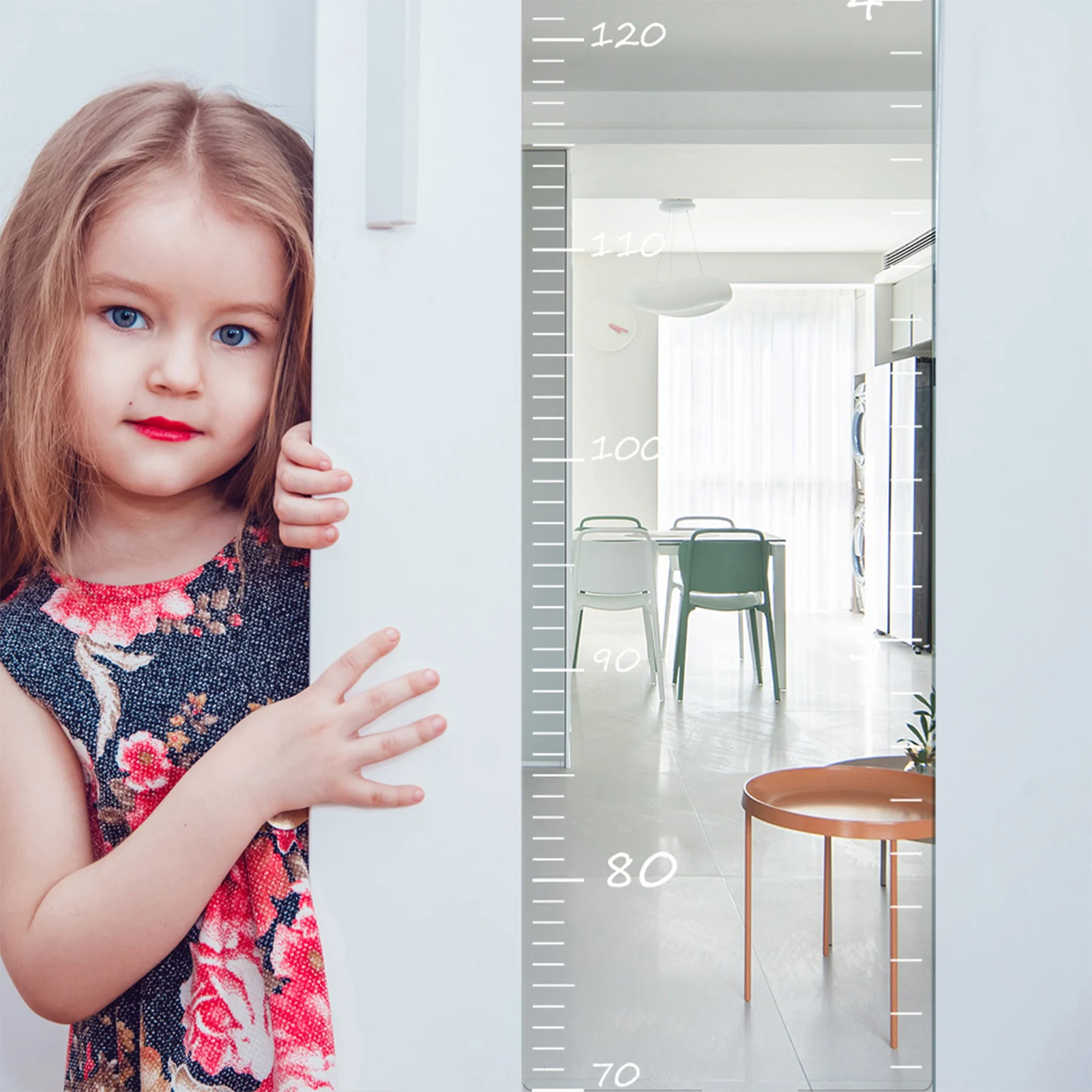Mirror Growth Chart for Wall Accurate Measurements Removable Wall Ruler for Children's Room Decor