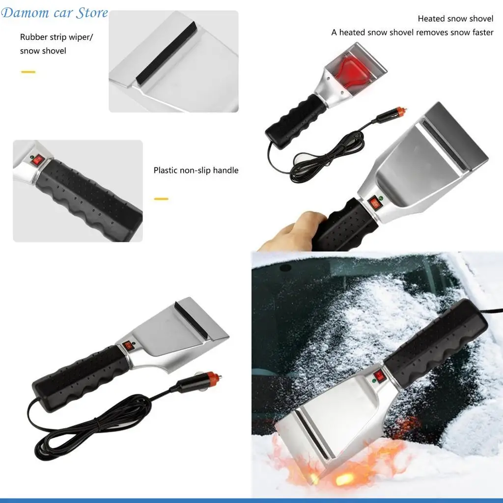 A2UC 자동차 앞 유리 눈 삽 12V 가열 전기 자동차 앞 유리 얼음 긁는 도구..