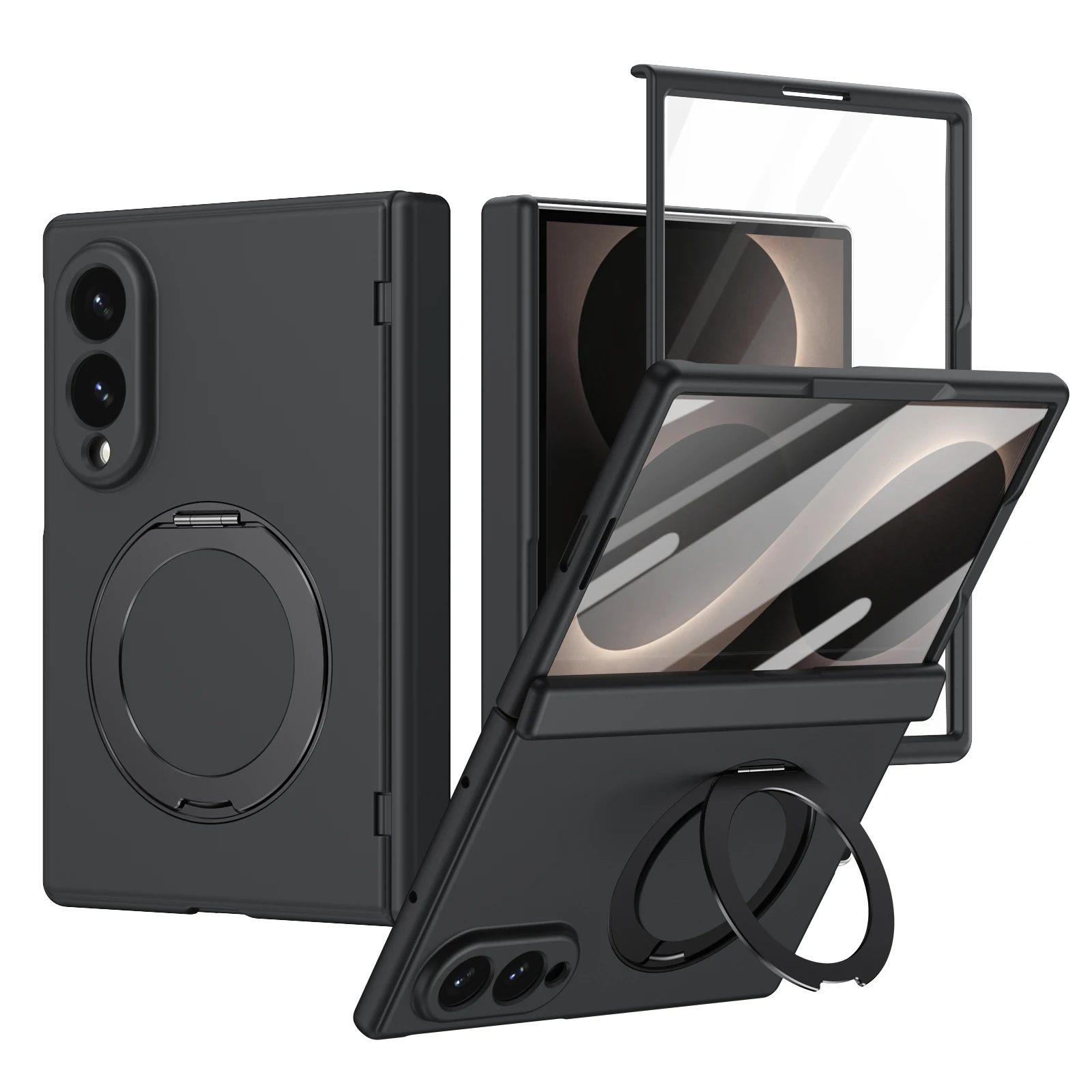 Magnetic Ring Holder Folding Full Protective Case