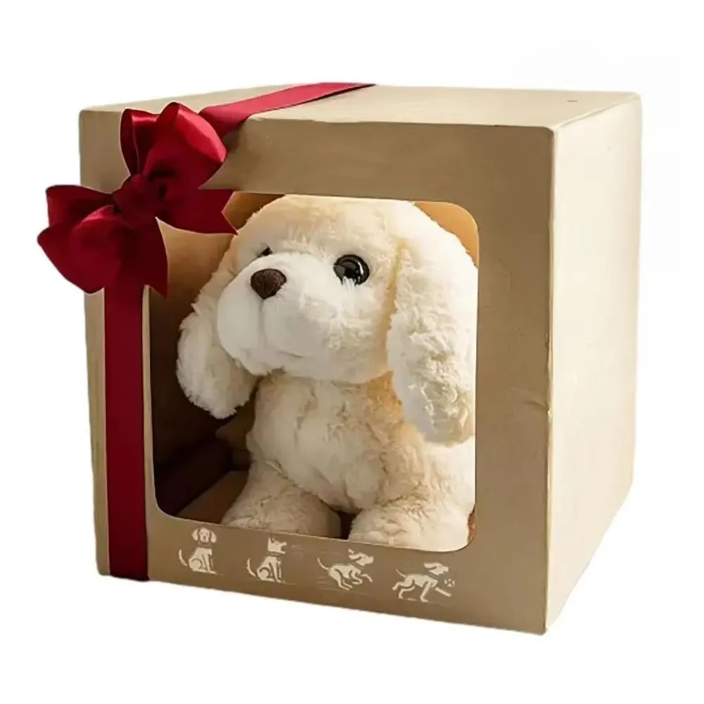 Fashion Plush Robot Puppy Barking Walking Simulated Puppy Tail Wagging Soft Stuffed Doll Plush Robot Dog Companion Gift