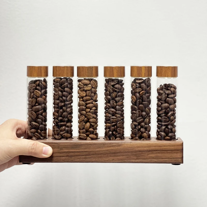Glass Coffee Bean and Tea Storage Tube - Espresso Accessory and Barista Tool Gift Set