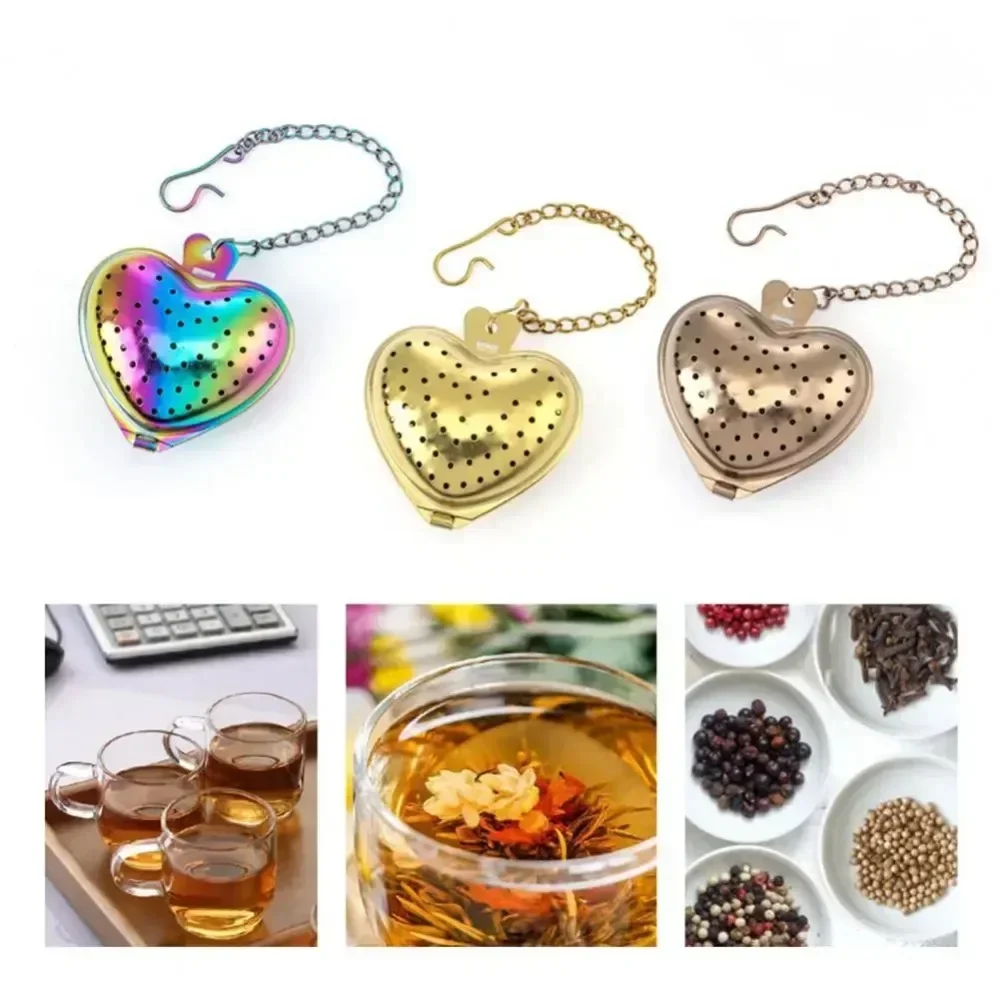 Tea Strainer Heart Shape Stainless Steel Tea Infuser Locking Spice Ball Strainer Mesh Infuser Strainers Kitchen Accessories