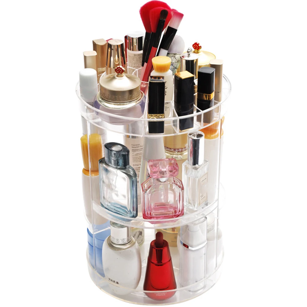 Plastic Clear Cosmetic Storage Organizer Rotatable Lipstick Skincare Holder Box
