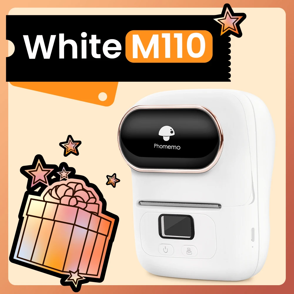 Phomemo M110 Self-Adhesive Label Maker Mini Printer Wireless Portable Phone Sticker Printer Machine for Cloth Jewelry Price Tag printer bluetooth mini Printers