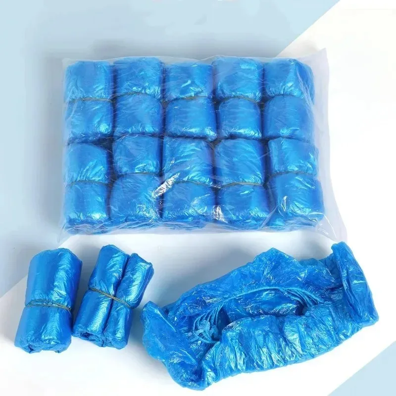 100PCS Portable Disposable Plastic Fabric Non-slip Wear Shoe Covers Waterproof Boot Covers Overshoes Rain Mud-proof Shoe Covers