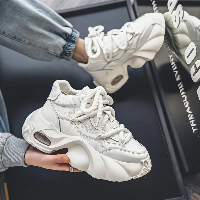 

Кроссовки мужские амортизирующие, модная обувь для папы, на платформе, модные износостойкие, белые, весна 2024