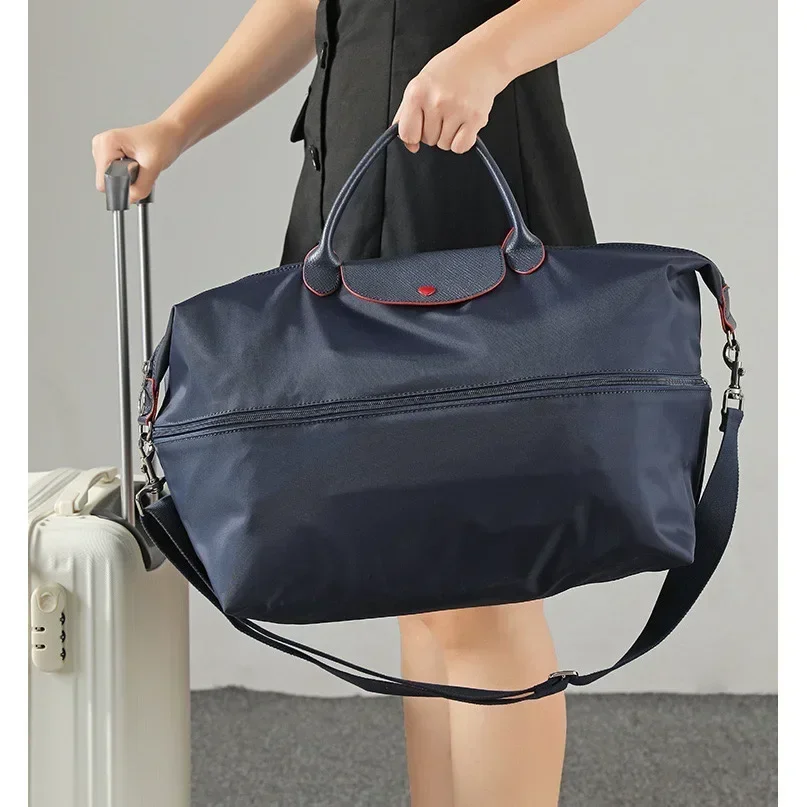 

Travel Portable Crossbody Expanded Bag Outdoor Travel Men Nylon Large Waterproof Women Shoulder Capacity Cowhide Bag One