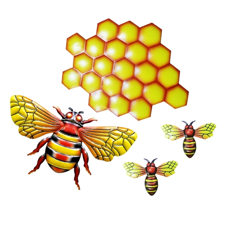 

Honeycomb Bees Combination Ornament Set of 4 Wrought Iron Ornaments