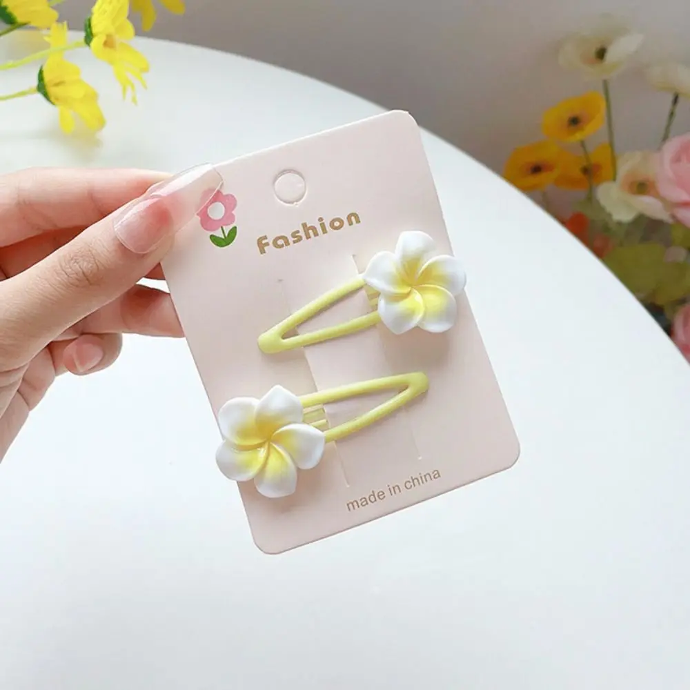 Accessori Per Capelli Plumeria Flower Hair Clip Fermaglio Per Capelli Corda Per Capelli Flower Barrette Yellow Mini Hair Claw Egg Flower Bb Clip Girls