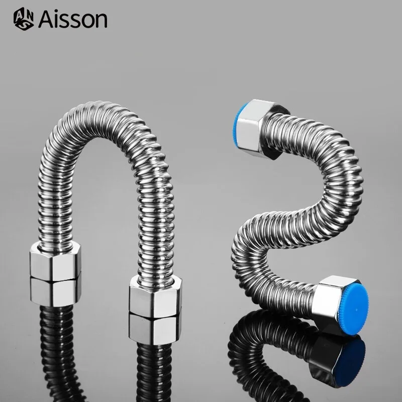 Plumbing Hose Water Pipe Plumbing Supply Hose 1pcs G1/2 304 Stainless Steel Bellow Weaved Bathroom Heater Valve Connect Corrugated