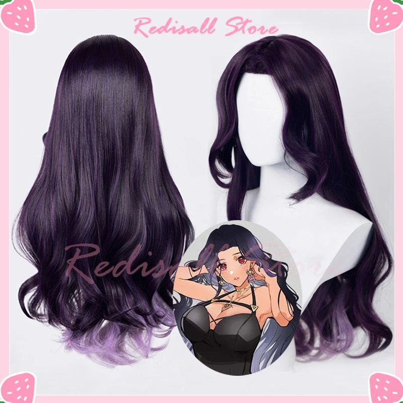 

Vtuber Scarle Yonaguni Cosplay Wig 90cm Long Purple Curly Wavy Hair 2022 NIJISANJI EN 6th ILUNA Virtual Idol Youtuber Headwear