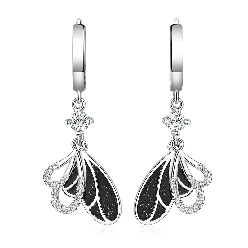 Long Earrings 925 Sterling Silver Bow Zircon Earrings Designed Engagement Jewelry Gift For Women Charm