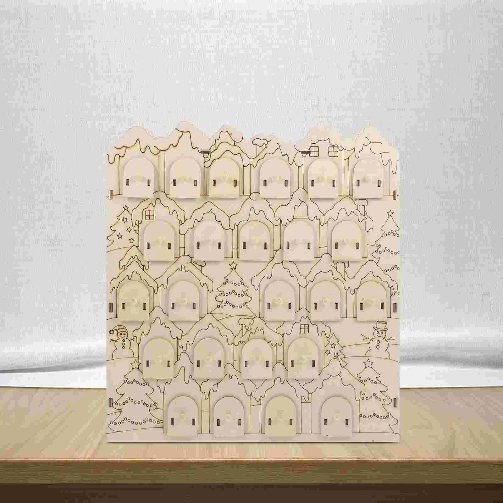 

Деревянное Рождественское украшение Advent 24-дневный обратный отсчет Календарь украшения, Оригинальные подарки украшения календари