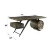 Brancaster Bronze Aluminum & Oak Finish Writing Desk with USB Port, Two USB-A Ports, and Two Standard Plugs,Computer Desks 3